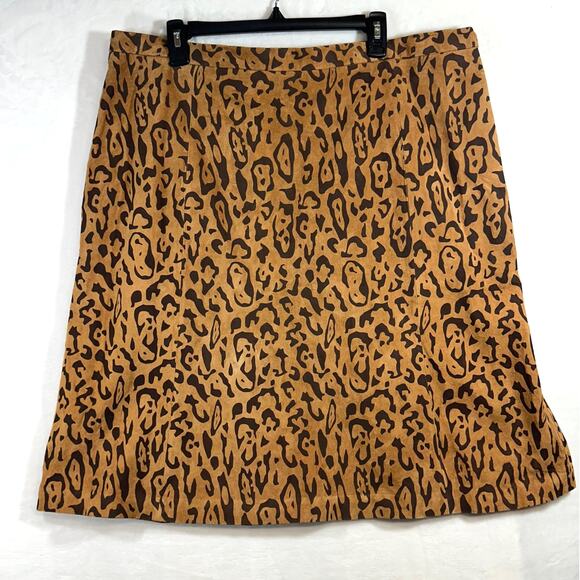 NEW‎ VTG Terry Lewis Plus 24 Skirt Leather Animal Cheetah Print Tan Brown Mini - Picture 1 of 7